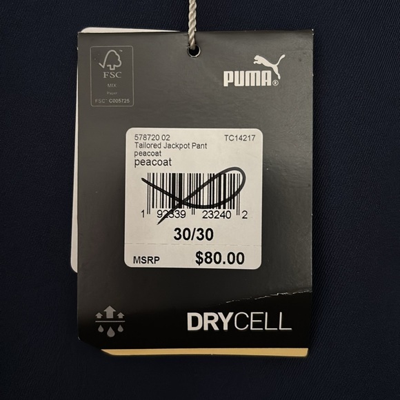 PUMA Men's Navy Blue Tapered Tech Golf Dress Pants Polyester Spandex 30W/30L - Picture 3 of 10